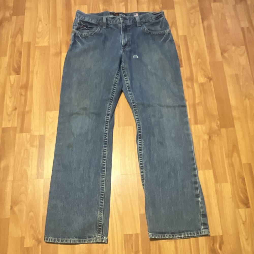 Ariat Men’s Low Rise Bootcut Med Wash Denim Jeans Distressed Cotton FR M4 CAT2